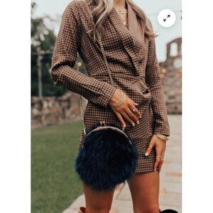 Power Of Love Feather Purse In Navy windsorstore